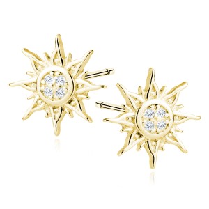 Cercei argint placati cu aur galben soare cu pietre DiAmanti Z1983EG_W-DIA (Argint 925‰ 1 g.)